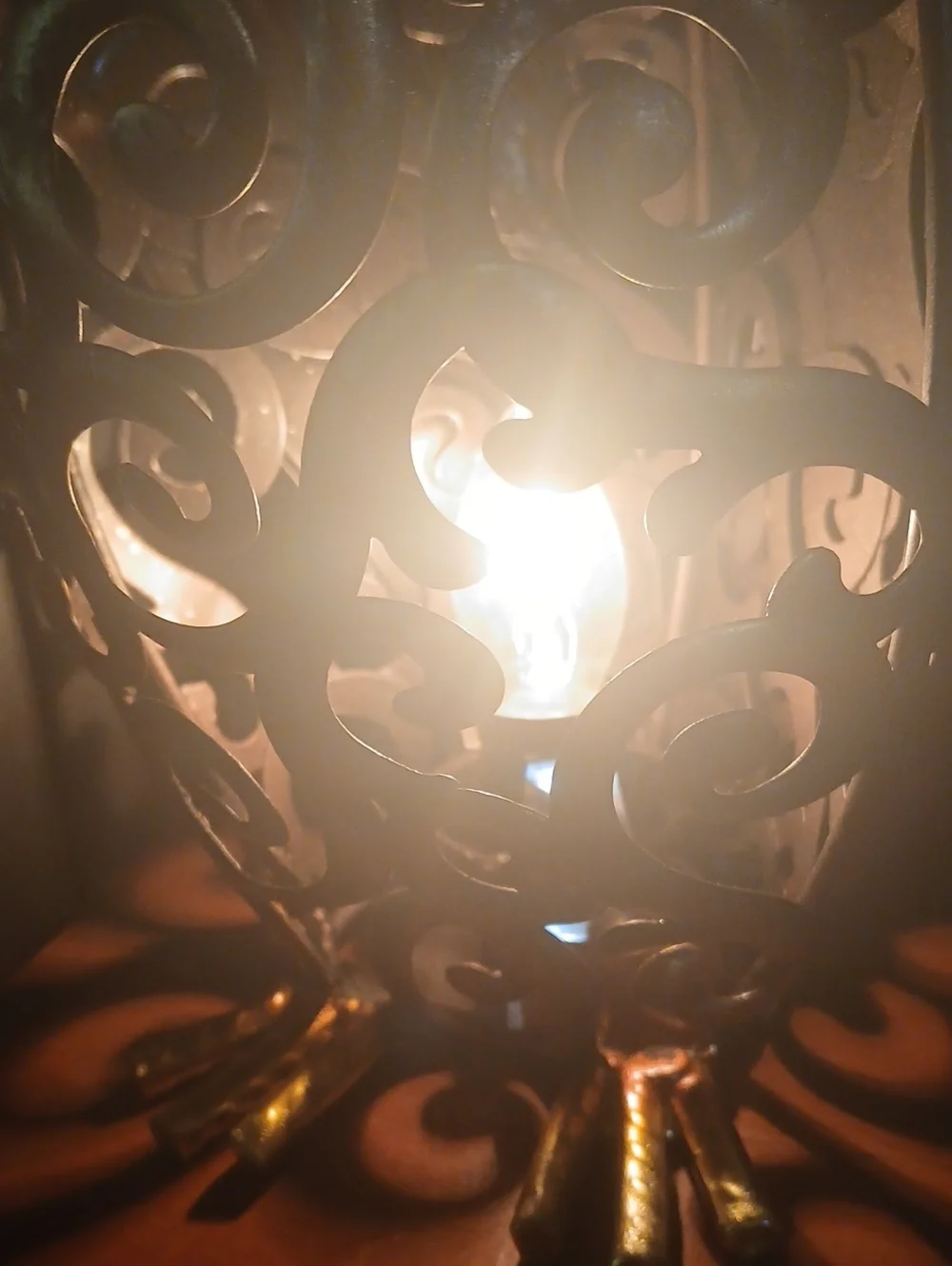 Decorative Metal Owl Table Lamp - Gold and Bronze
